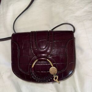See By Chloe Hana Wine Colored Crocodile Crossbody Bag